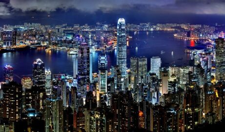 hong kong, skyline, night